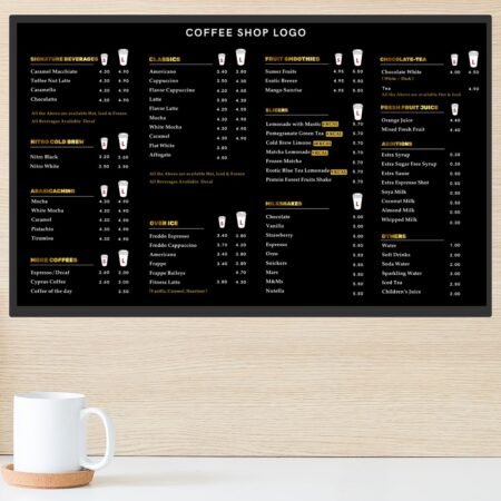 Custom Digital Menu for Coffee Shops DM-C-1
